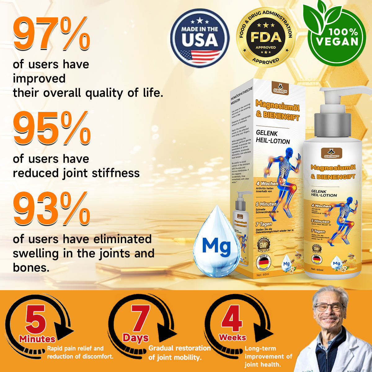 💪👨⚕️The Latest Joint Pain Treatment of 2025! 💧🐝Ourlyard™ Magnesium Oil & Bee Venom Joint Healing Lotion