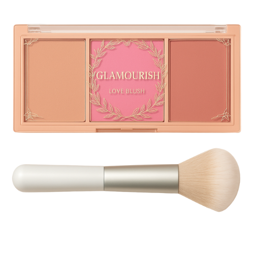 Glamourish 3 Color Matte Pink Blush Palette with Brush