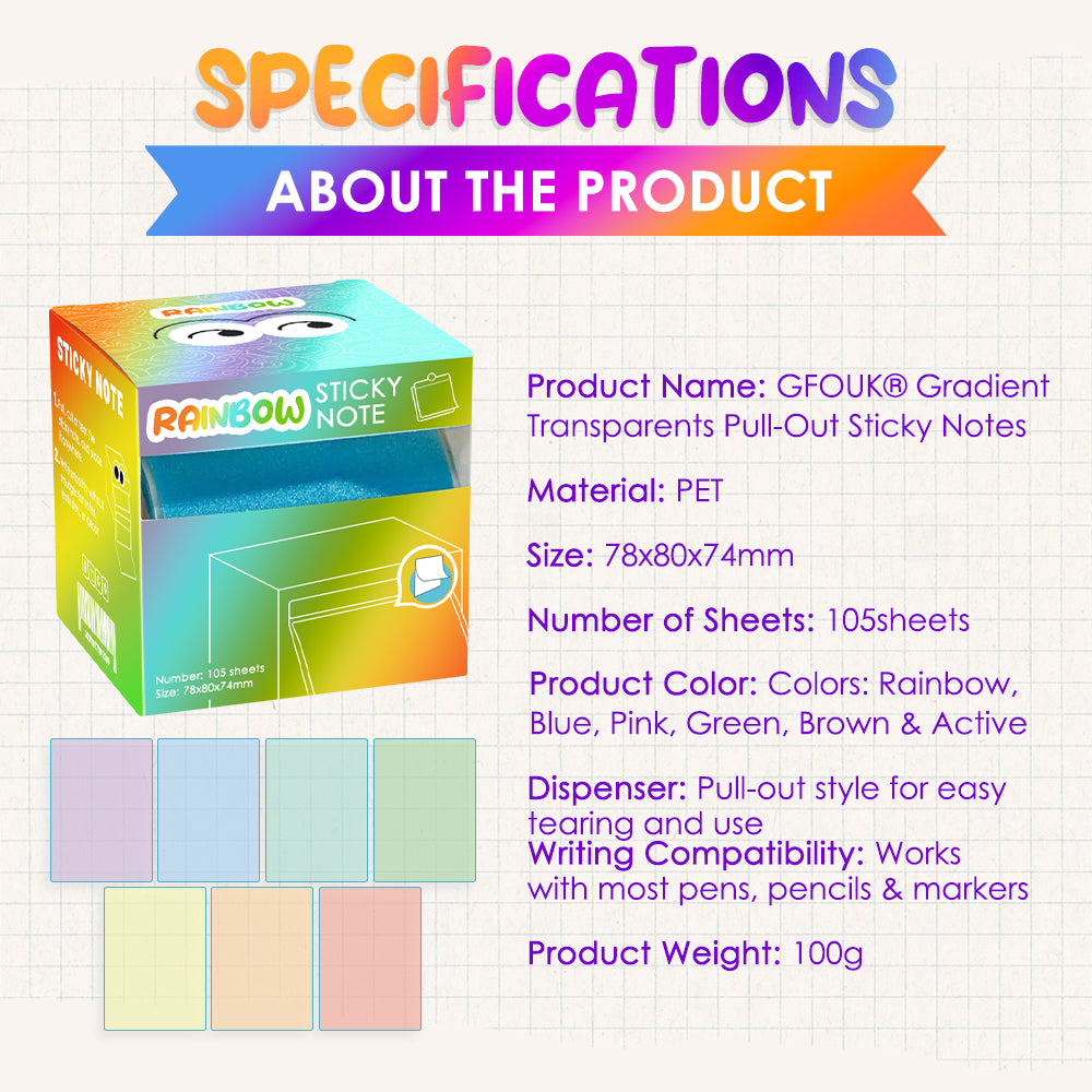 GFOUK® Gradient Transparents Pull-Out Sticky Notes