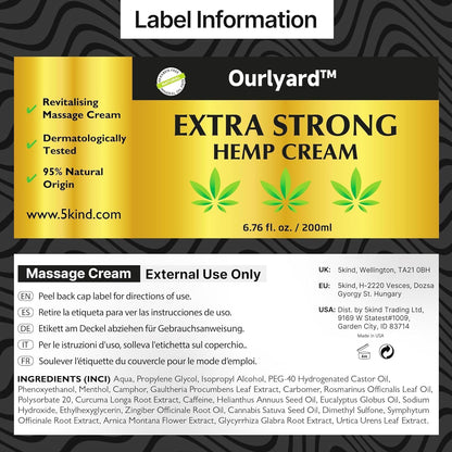 🍀👨‍⚕️Ourlyard™ Extra Strong Hemp Cream(Relieves joint pain and soothes soreness from muscle strains and sprains)