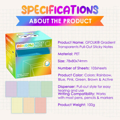 GFOUK® Gradient Transparents Pull-Out Sticky Notes