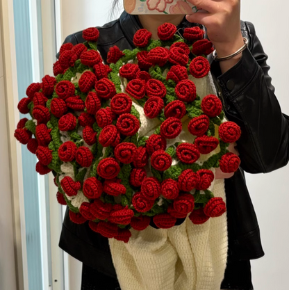 flysmus® Hand-Knitted Rose Blanket DIY Kit & Ready-Made Gift