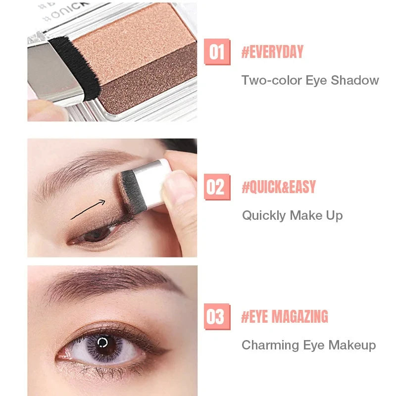 Two-color Matte Eye Shadow Double Small Box Lazy Eye Shadow  Easy to Carry Eyeshadow Tray Professional Women's Cosmetics