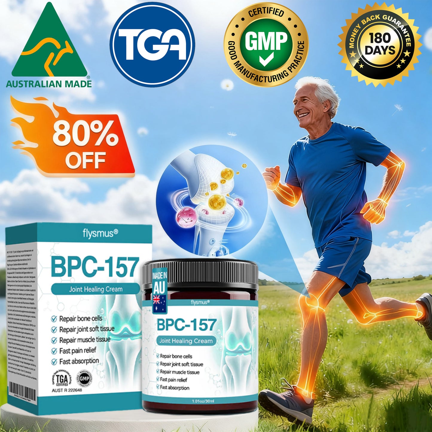 🦘Made and shipped from Australia🔥Flysmus® BPC-157 Joint Healing Cream