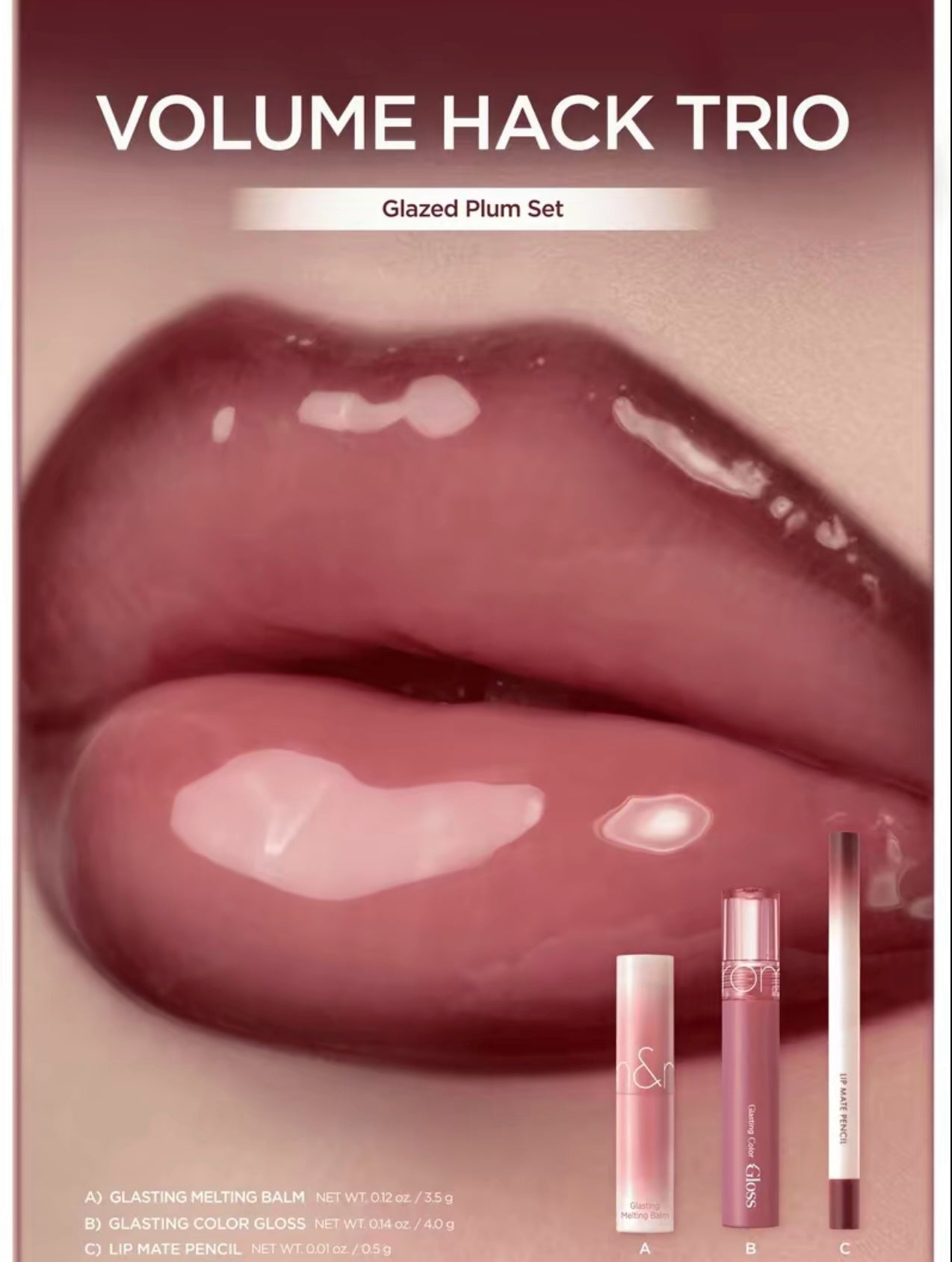 LIP VOLUME HACK TRIO (3 Shades, Lip Mate Pencil & Melting Balm & Color Gloss)