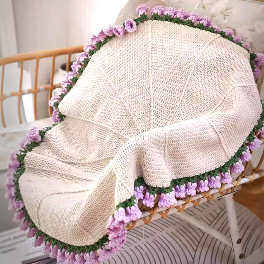 flysmus® Hand-Knitted Rose Blanket DIY Kit & Ready-Made Gift