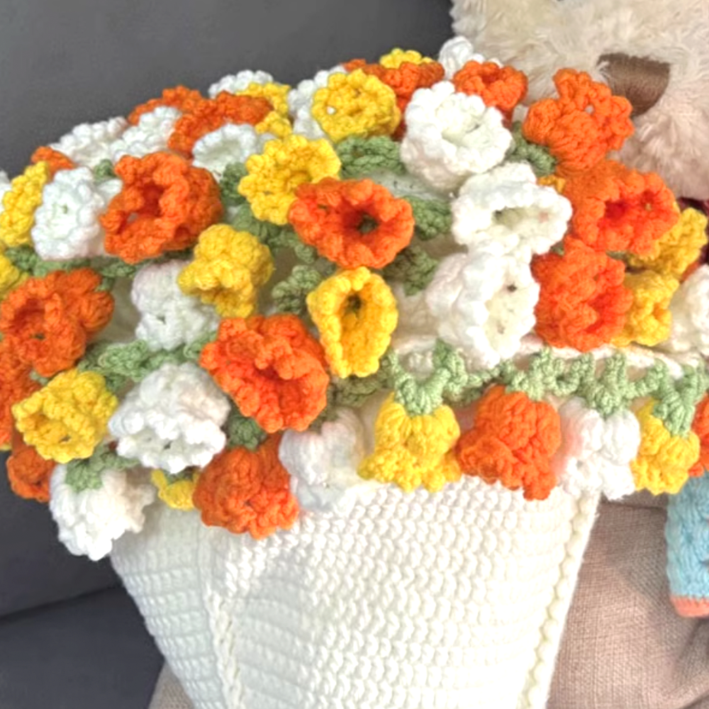 flysmus® Hand-Knitted Rose Blanket DIY Kit & Ready-Made Gift