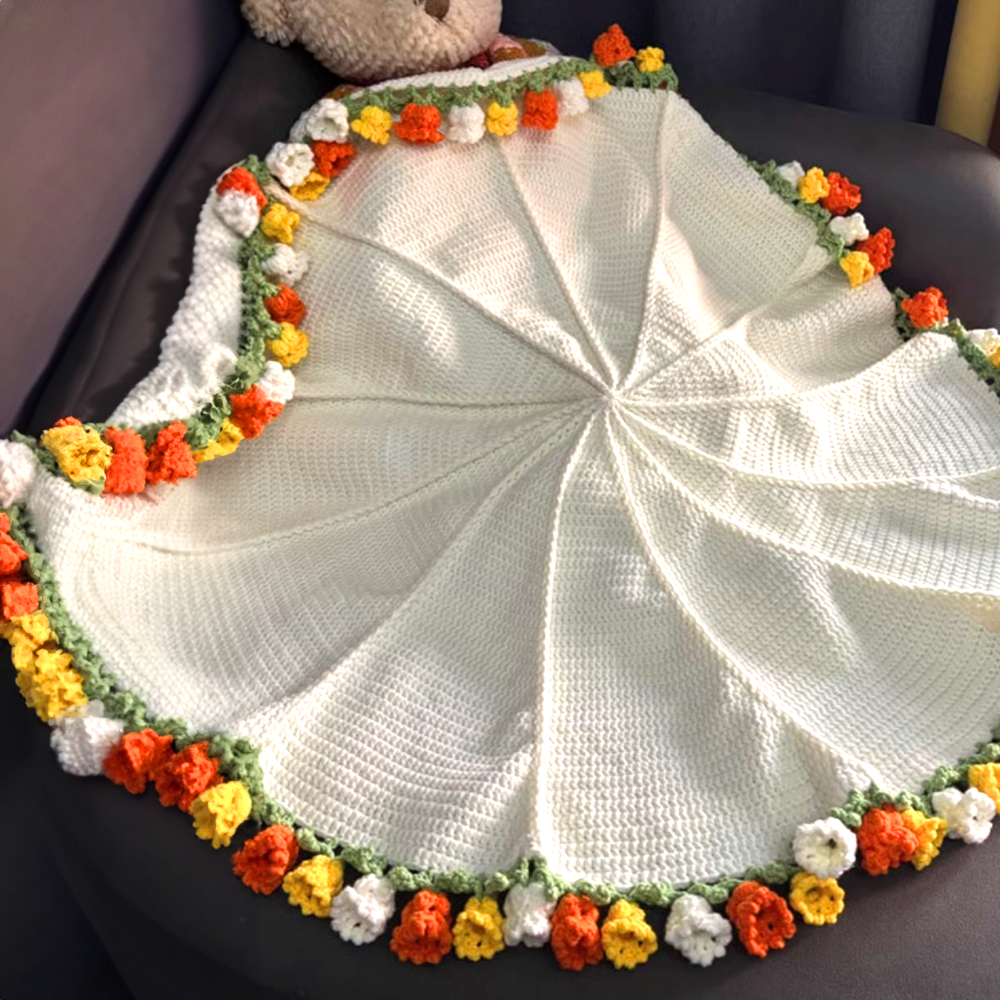 flysmus® Hand-Knitted Rose Blanket DIY Kit & Ready-Made Gift